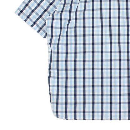 Mens Check Shirt Short Sleeve Button Up