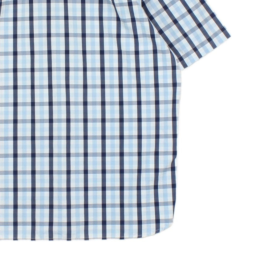Mens Check Shirt Short Sleeve Button Up