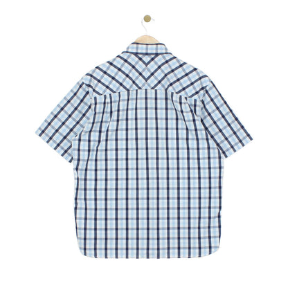 Mens Check Shirt Short Sleeve Button Up