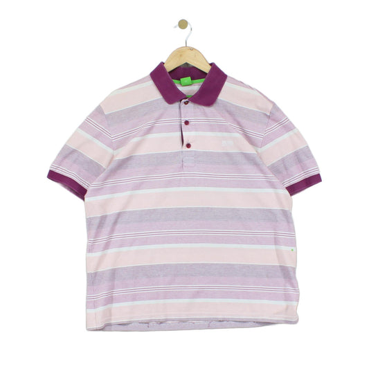 Mens Striped Polo Shirt Casual Short Sleeve Collared