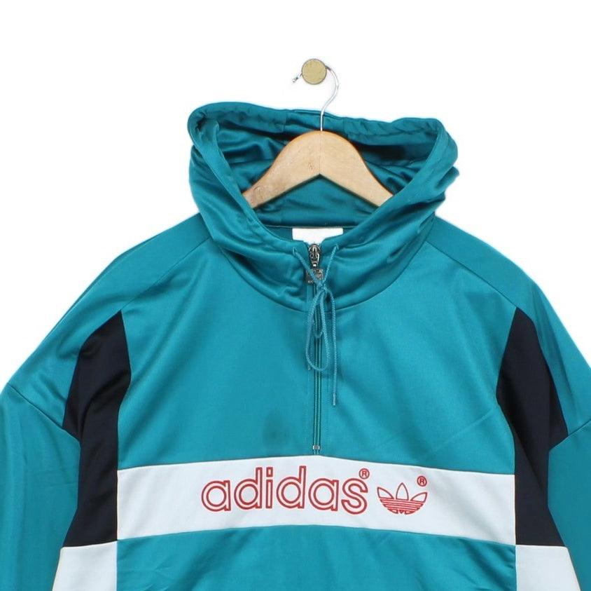 Mens 1/4 Zip Hoodie Oversized Streetwear Logo