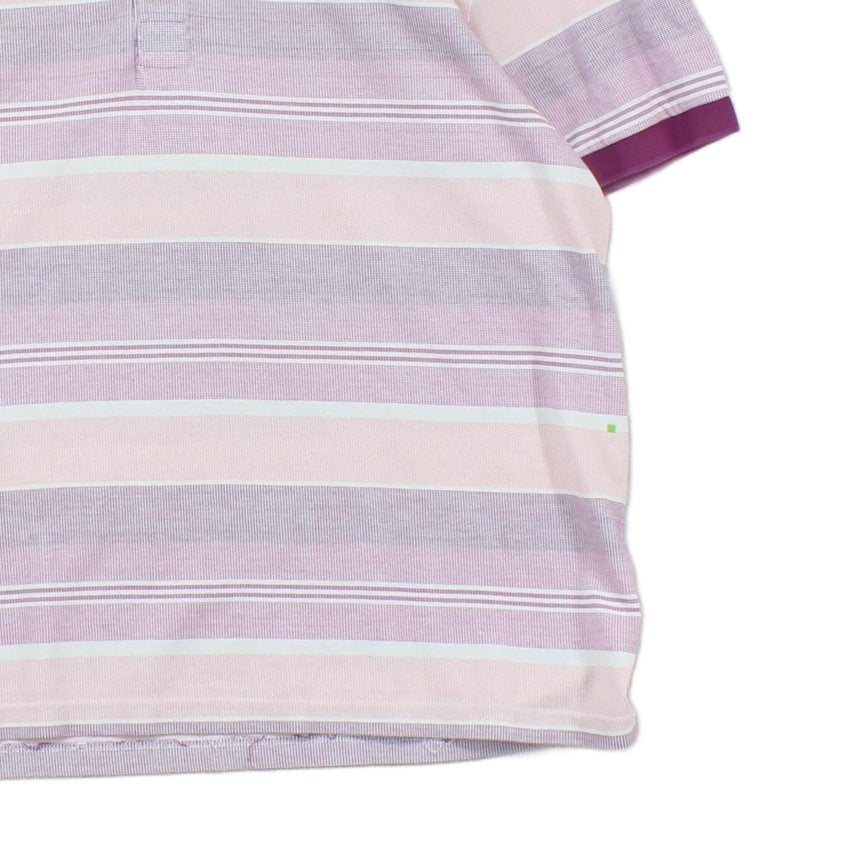 Mens Striped Polo Shirt Casual Short Sleeve Collared
