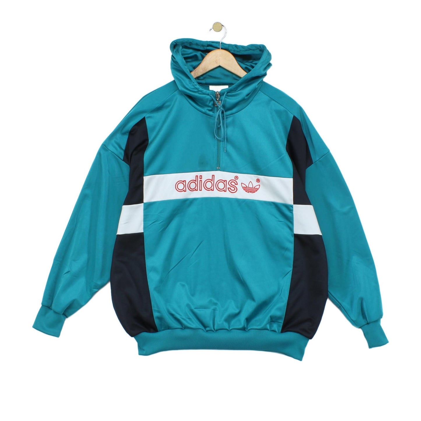 Mens 1/4 Zip Hoodie Oversized Streetwear Logo