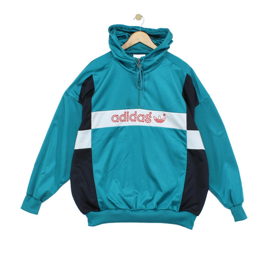 Mens 1/4 Zip Hoodie Oversized Streetwear Logo