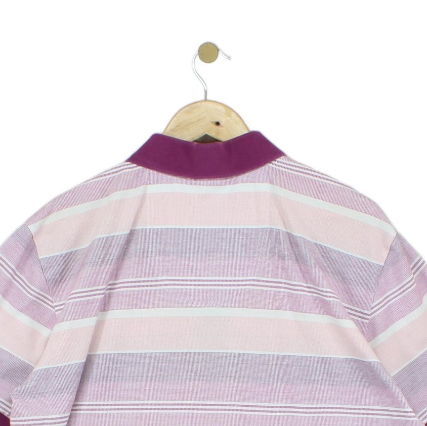 Mens Striped Polo Shirt Casual Short Sleeve Collared