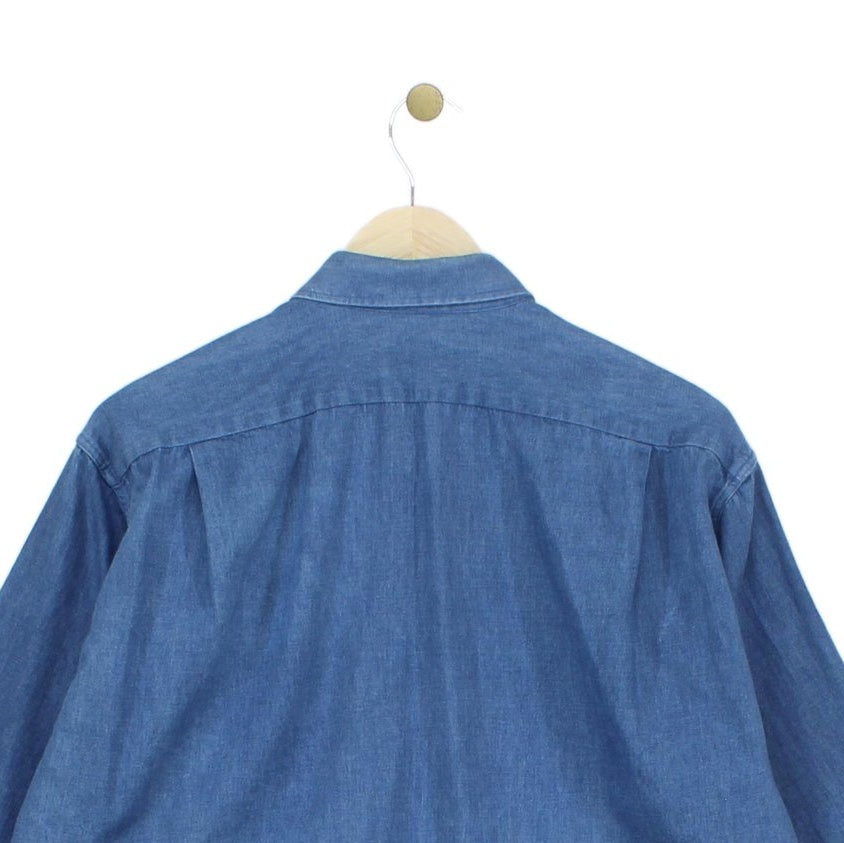 Mens Denim Shirt Long Sleeve Button Up