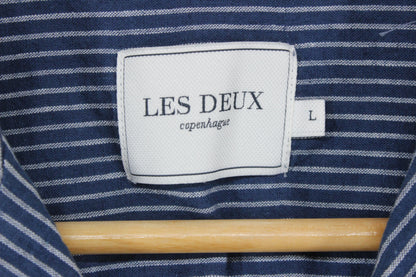 Mens Striped Shirt Short Sleeve Revere Collar