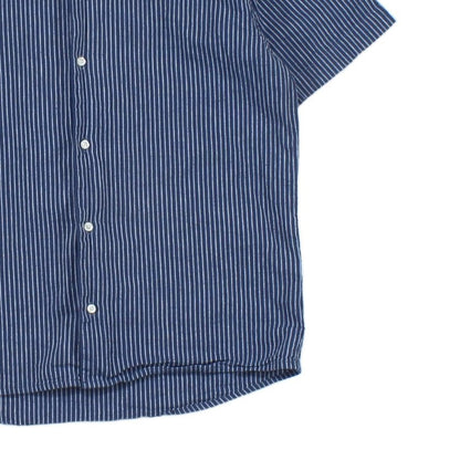 Mens Striped Shirt Short Sleeve Revere Collar