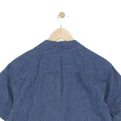 Mens Striped Shirt Short Sleeve Revere Collar