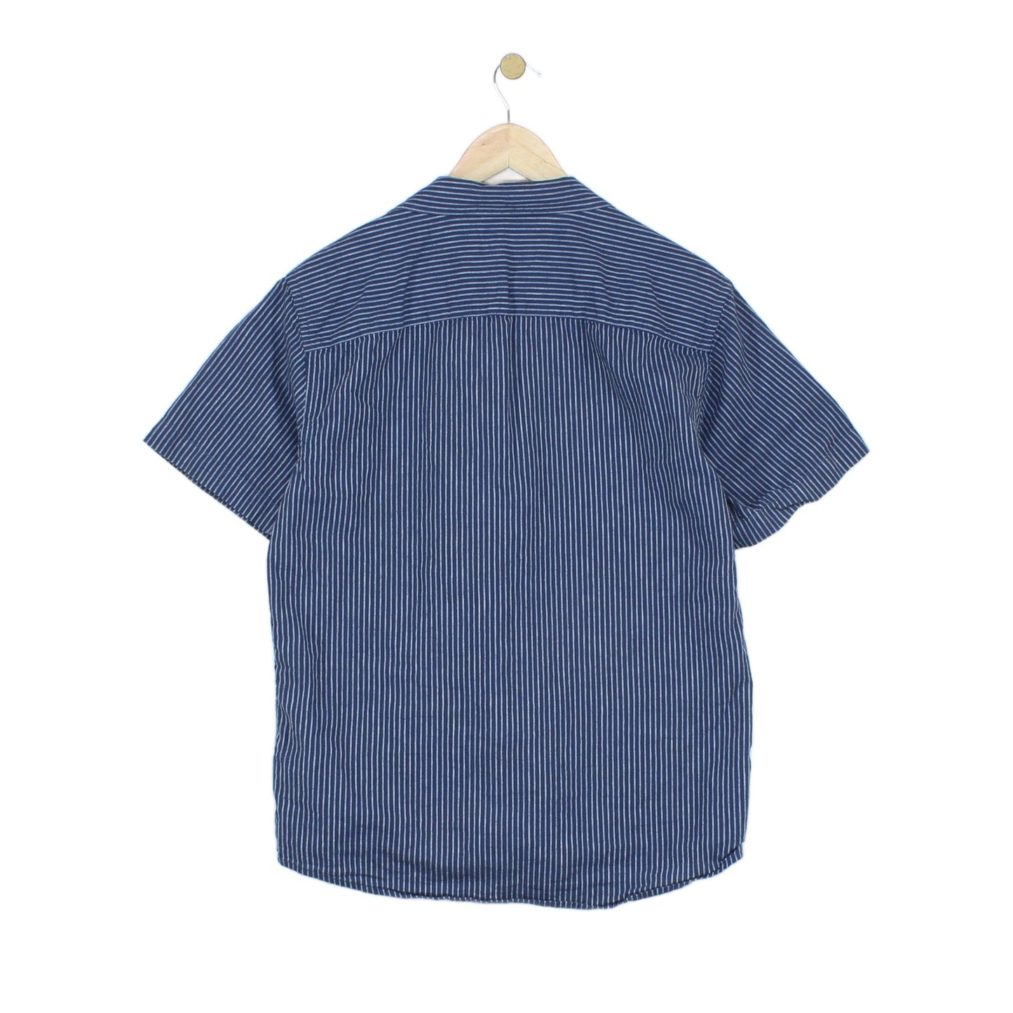 Mens Striped Shirt Short Sleeve Revere Collar