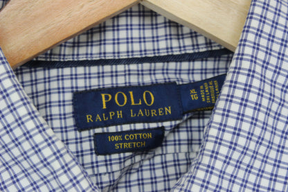 Mens Check Shirt Stretch Long Sleeve