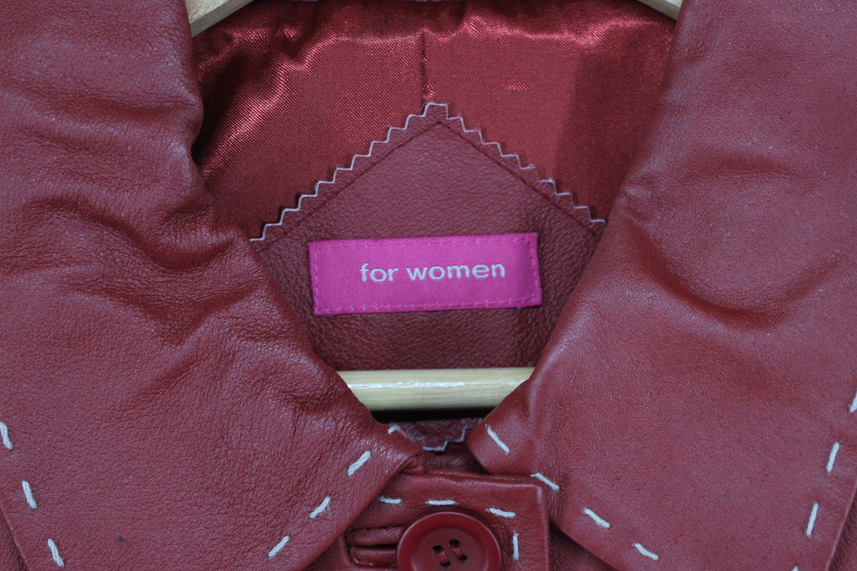 Womens Leather Jacket Button Front