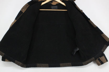 Womens Sherpa Jacket Plaid Long Sleeve Wool Blend