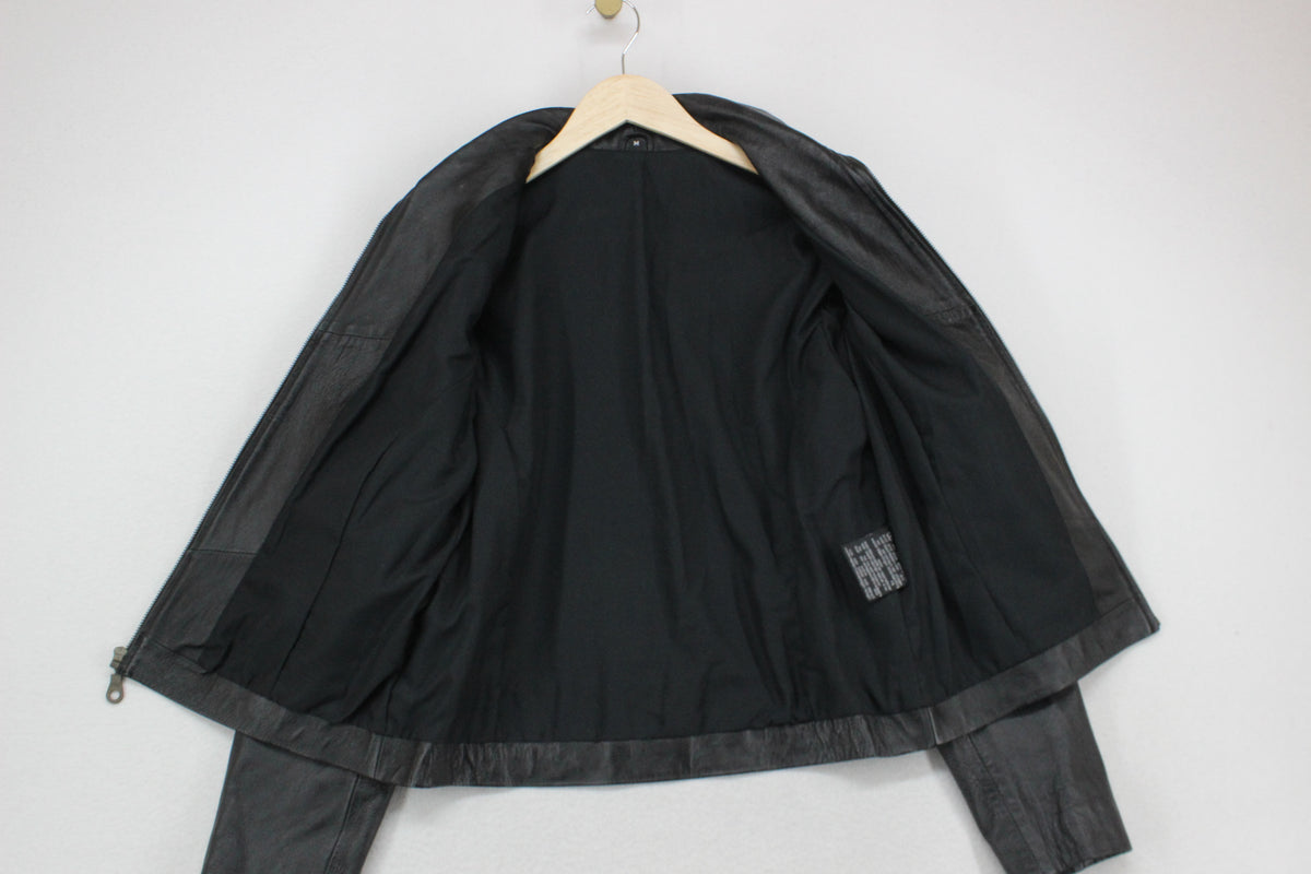 Womens Leather Jacket Full Zip Biker