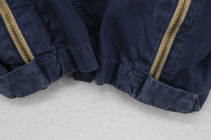 Mens Biker Jacket Full Zip Navy Cotton