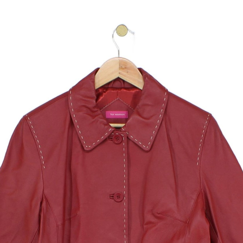 Womens Leather Jacket Button Front