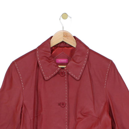 Womens Leather Jacket Button Front