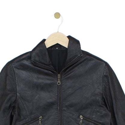 Womens Leather Jacket Full Zip Biker