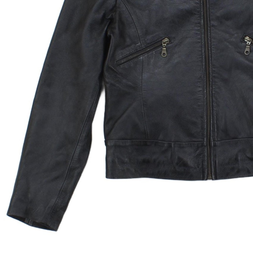 Womens Leather Jacket Full Zip Biker