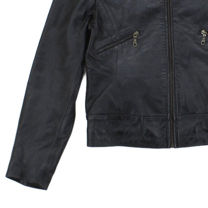 Womens Leather Jacket Full Zip Biker