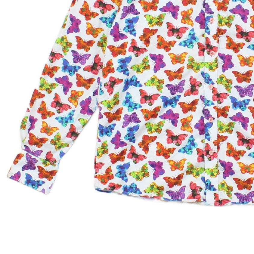 Mens Patterned Shirt Butterfly Long Sleeve