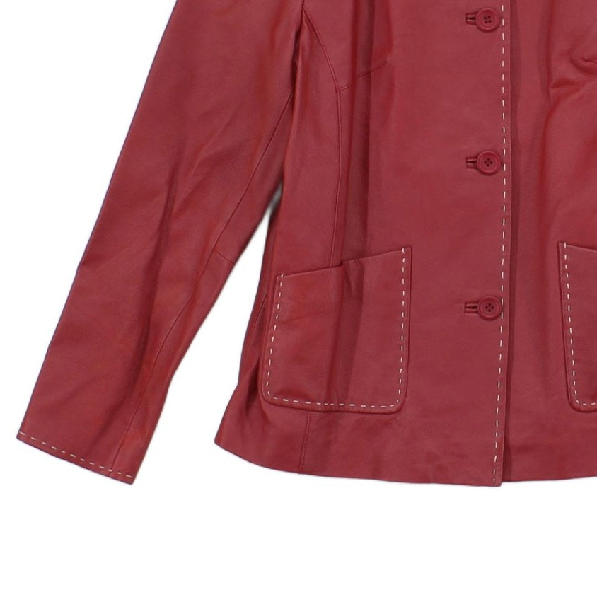 Womens Leather Jacket Button Front