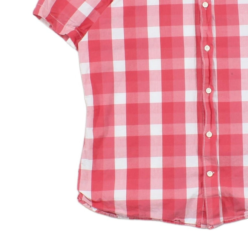 Mens Plaid Shirt Short Sleeve Button Up