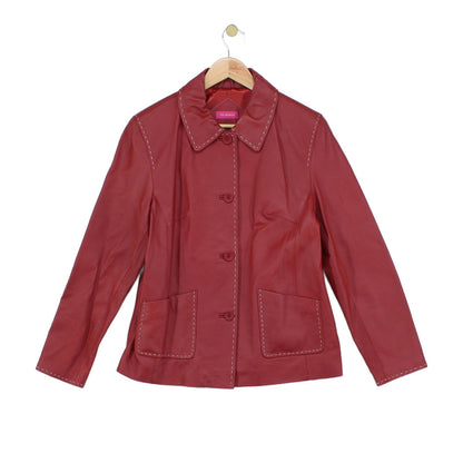 Womens Leather Jacket Button Front