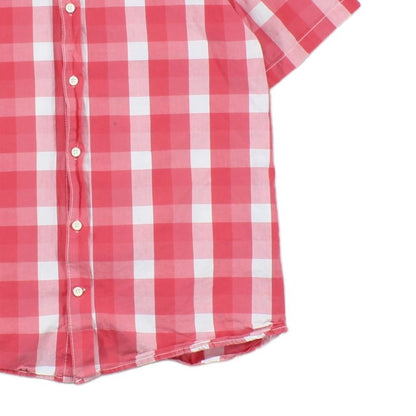 Mens Plaid Shirt Short Sleeve Button Up