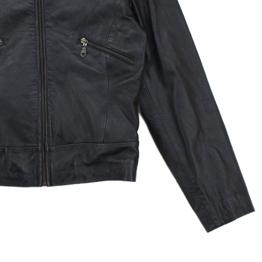 Womens Leather Jacket Full Zip Biker