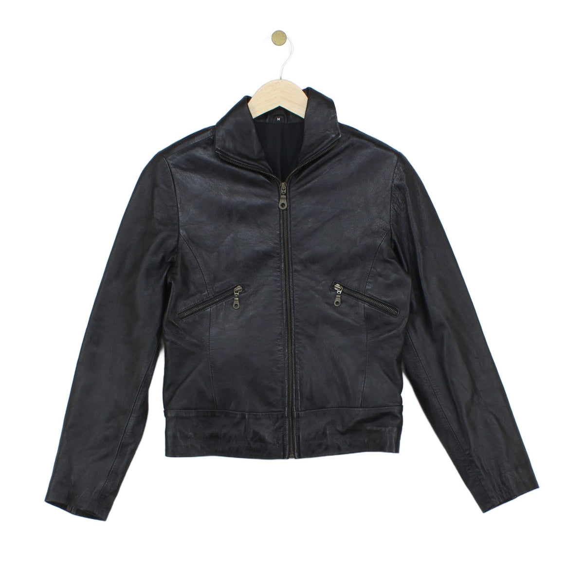 Womens Leather Jacket Full Zip Biker