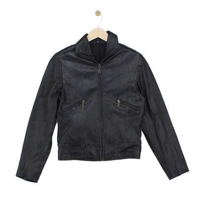 Womens Leather Jacket Full Zip Biker