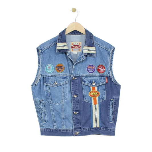 Mens Denim Vest Jacket Made In Italy