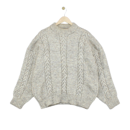 Mens Aran Knit Jumper Chunky Knit Wool