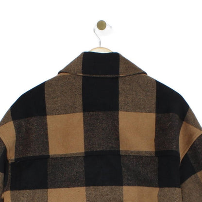 Womens Sherpa Jacket Plaid Long Sleeve Wool Blend