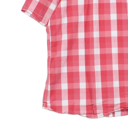 Mens Plaid Shirt Short Sleeve Button Up
