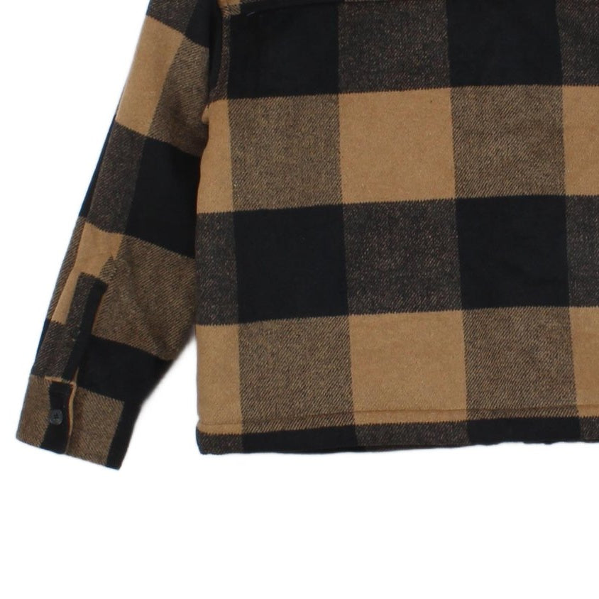 Womens Sherpa Jacket Plaid Long Sleeve Wool Blend