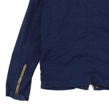 Mens Biker Jacket Full Zip Navy Cotton