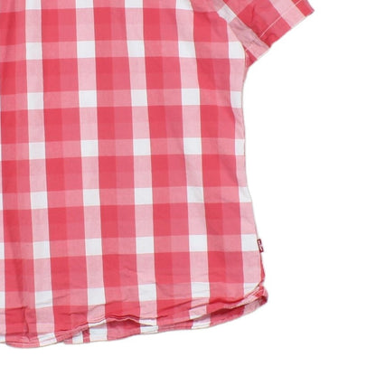 Mens Plaid Shirt Short Sleeve Button Up