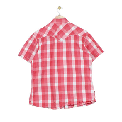 Mens Plaid Shirt Short Sleeve Button Up