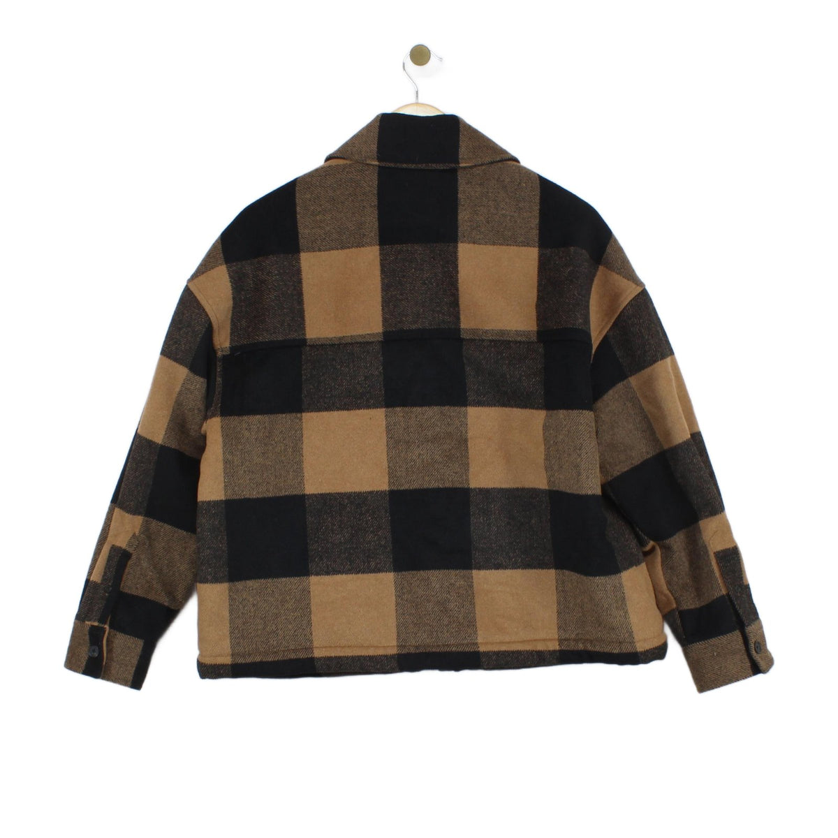 Womens Sherpa Jacket Plaid Long Sleeve Wool Blend
