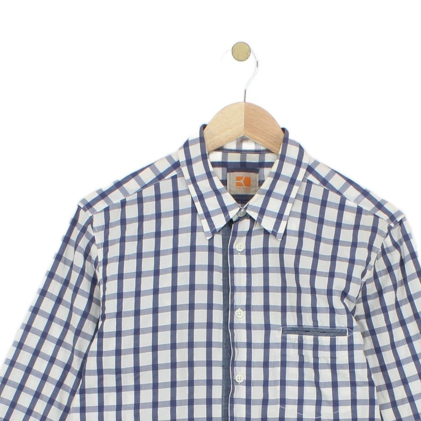 Mens Check Shirt Long Sleeve Button Up