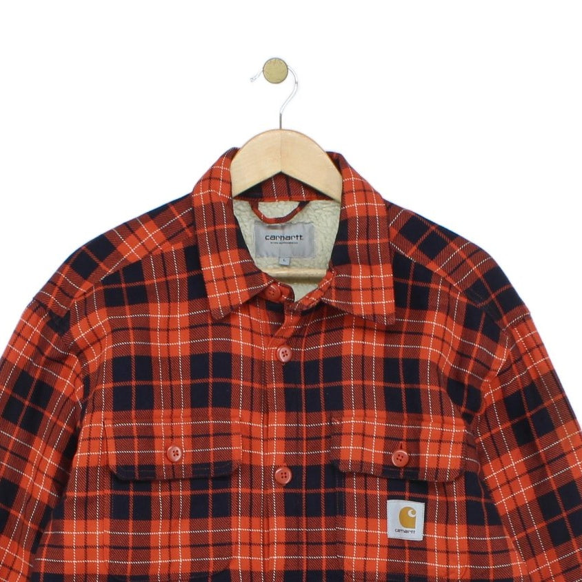 Mens Sherpa Shirt Plaid Workwear Heavyweight