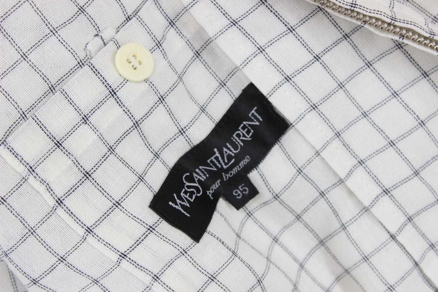 Mens Linen Jacket Check Full Zip