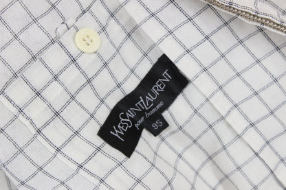 Mens Linen Jacket Check Full Zip