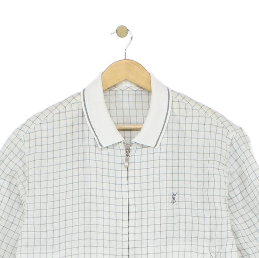 Mens Linen Jacket Check Full Zip