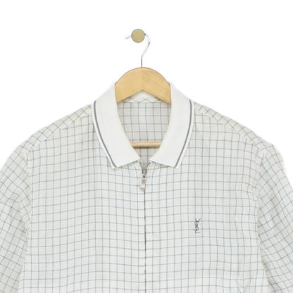 Mens Linen Jacket Check Full Zip
