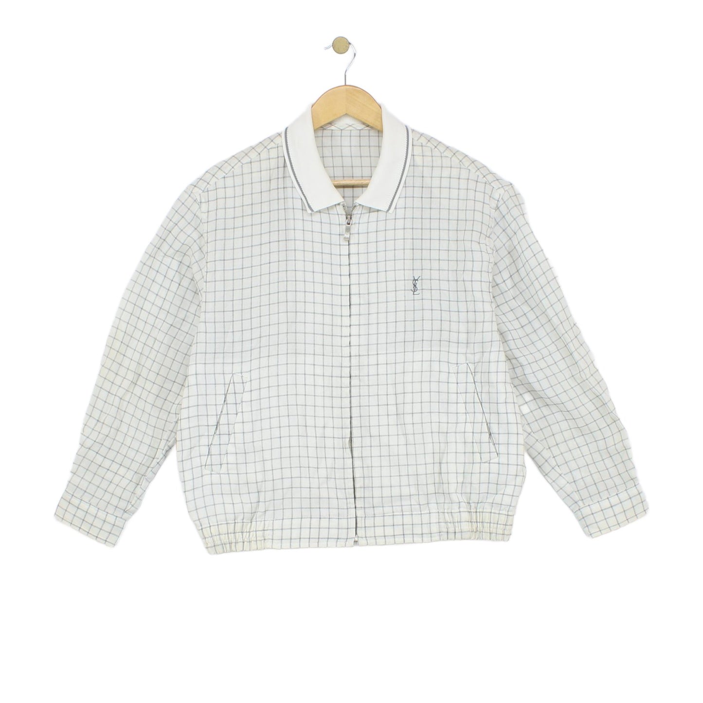 Mens Linen Jacket Check Full Zip
