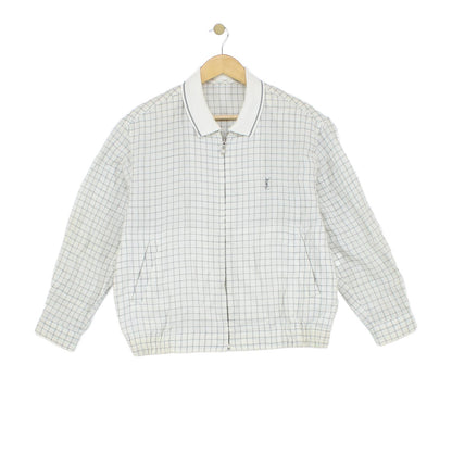Mens Linen Jacket Check Full Zip