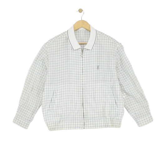 Mens Linen Jacket Check Full Zip
